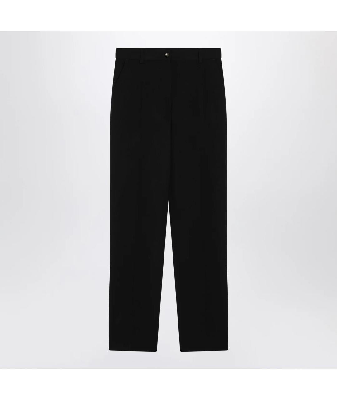 DOLCE&GABBANA Черные шерстяные прямые брюки, фото 3