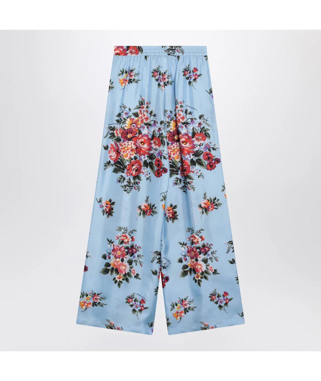 DOLCE&GABBANA Голубые шелковые брюки широкие, фото 2