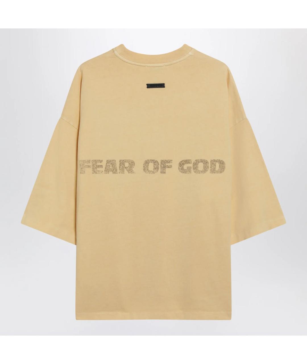 FEAR OF GOD Бежевая хлопковая футболка, фото 2