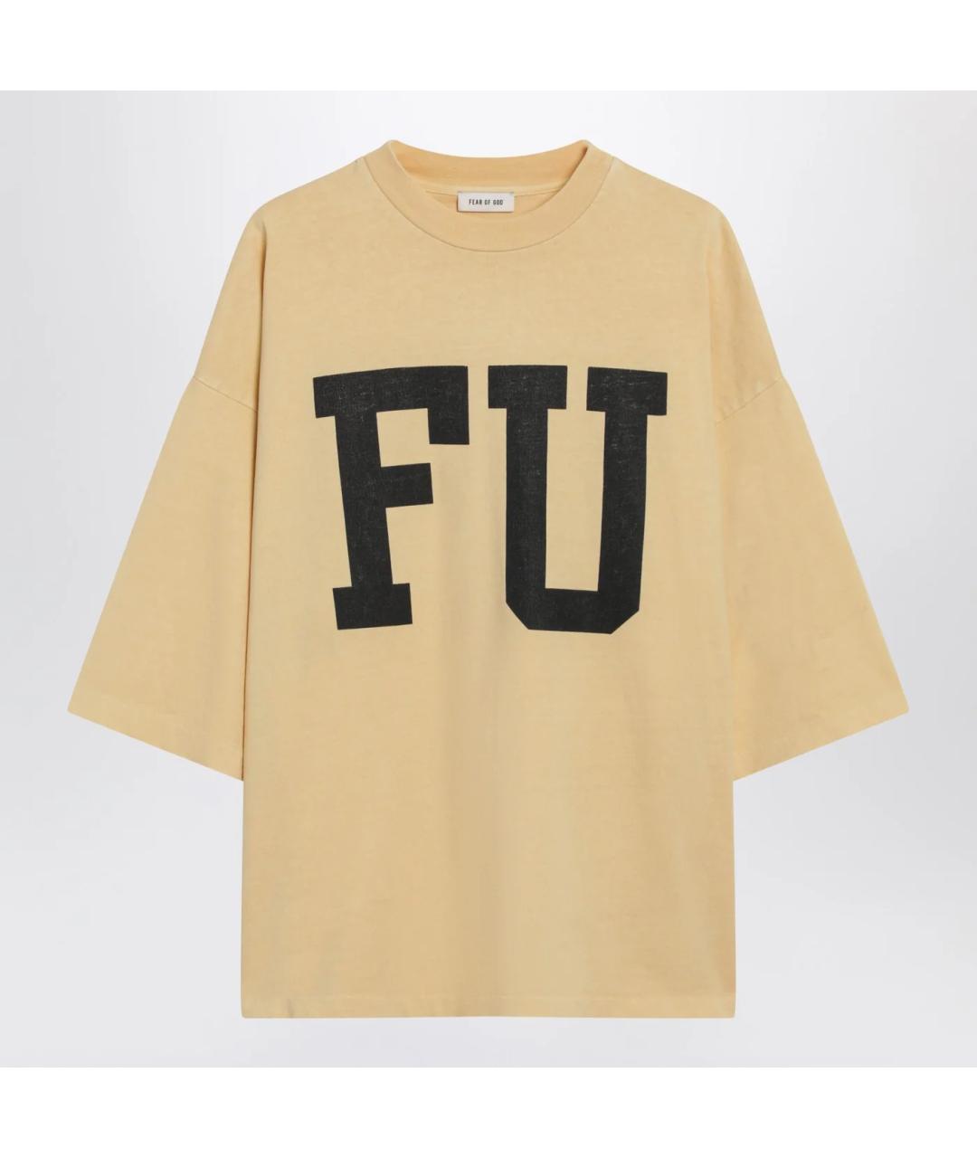 FEAR OF GOD Бежевая хлопковая футболка, фото 3