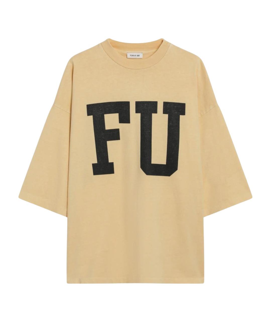 FEAR OF GOD Бежевая хлопковая футболка, фото 1