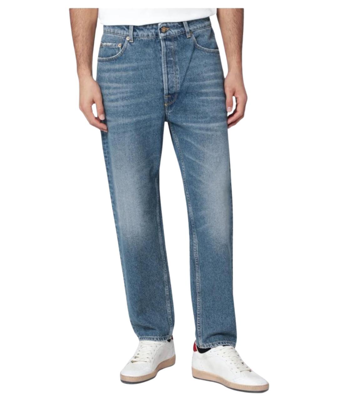 GOLDEN GOOSE DELUXE BRAND Синие хлопковые прямые джинсы, фото 1