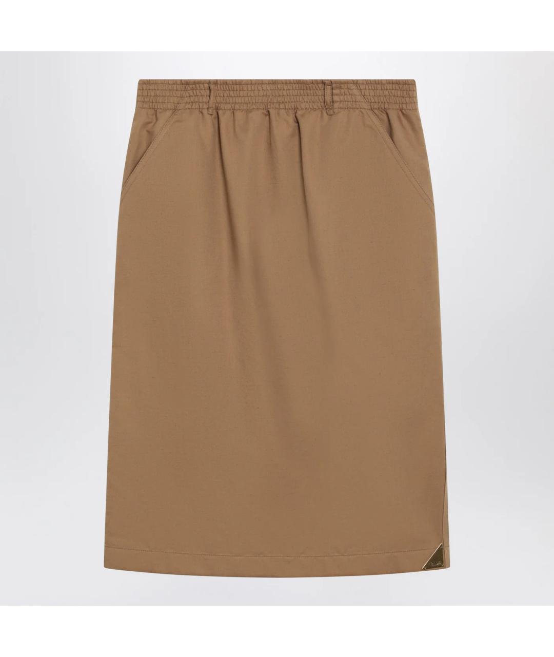 CHLOE Коричневая хлопковая юбка миди, фото 3