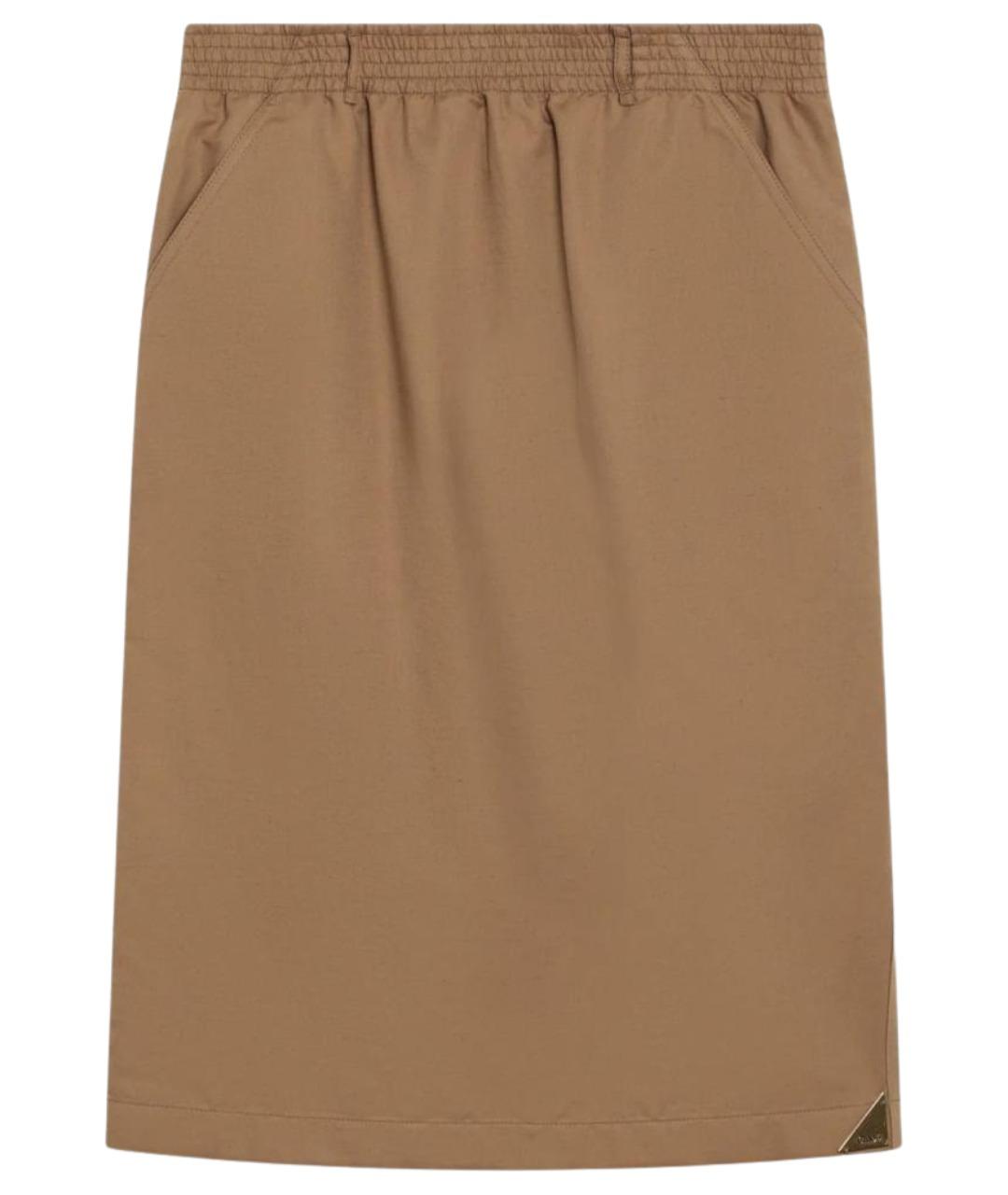 CHLOE Коричневая хлопковая юбка миди, фото 1