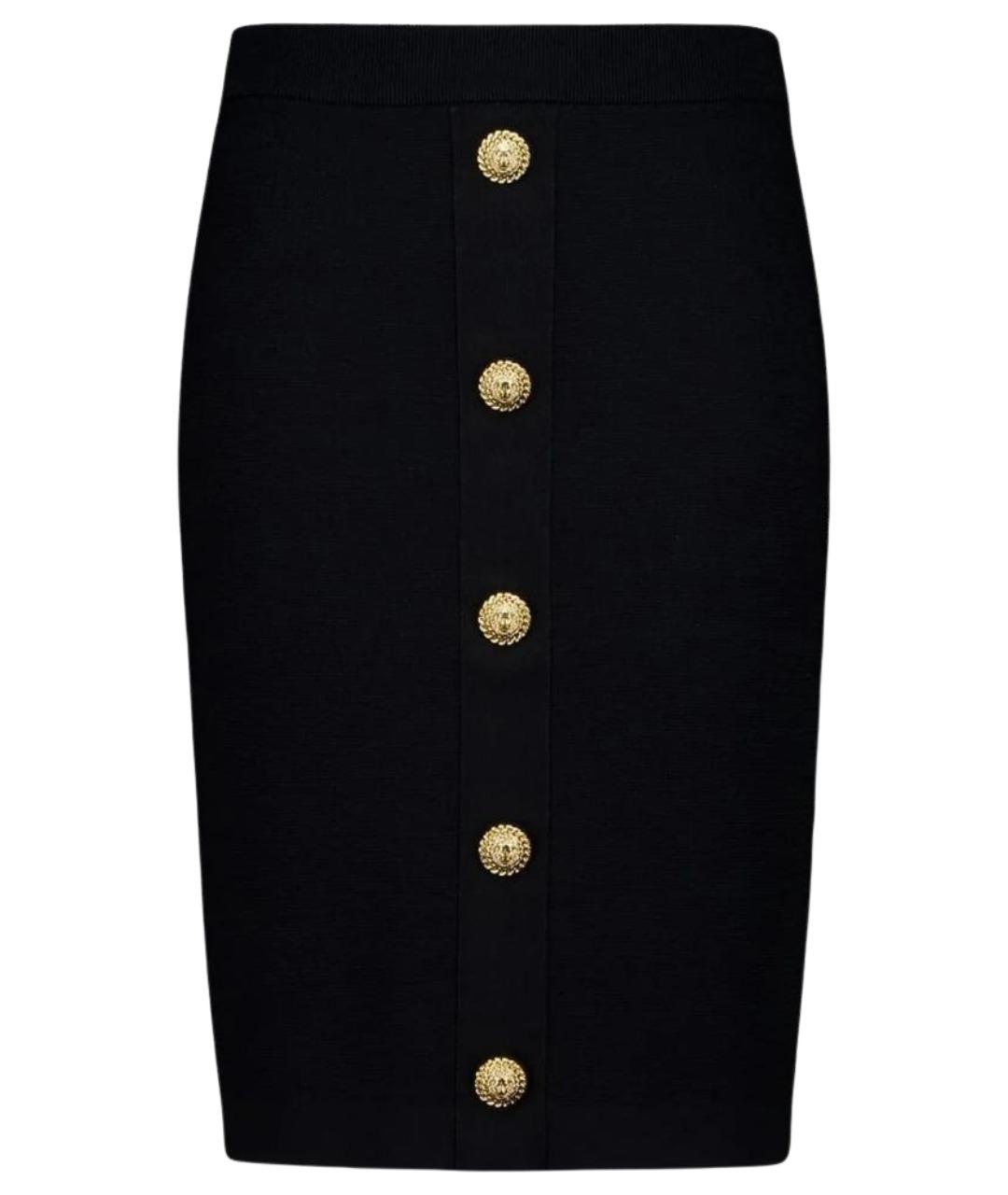 BALMAIN Черная вискозная юбка миди, фото 1