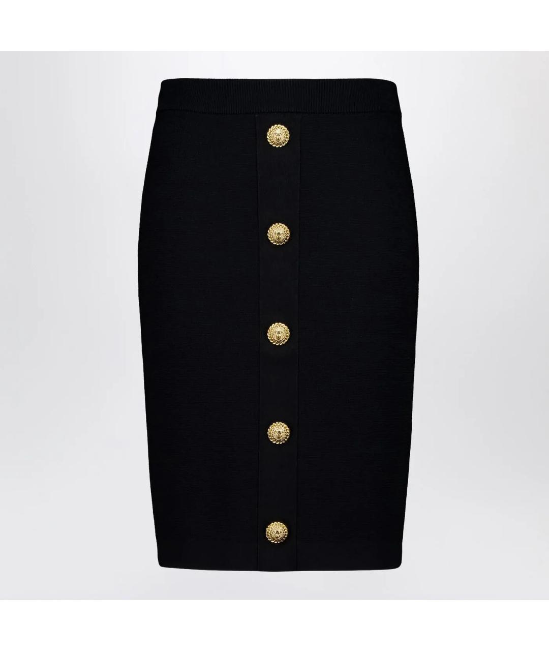 BALMAIN Черная вискозная юбка миди, фото 3