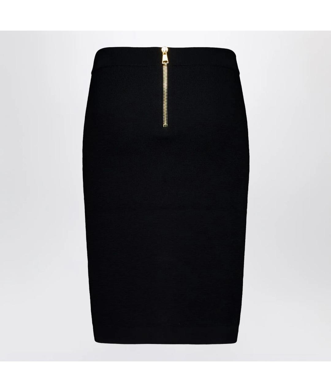 BALMAIN Черная вискозная юбка миди, фото 2