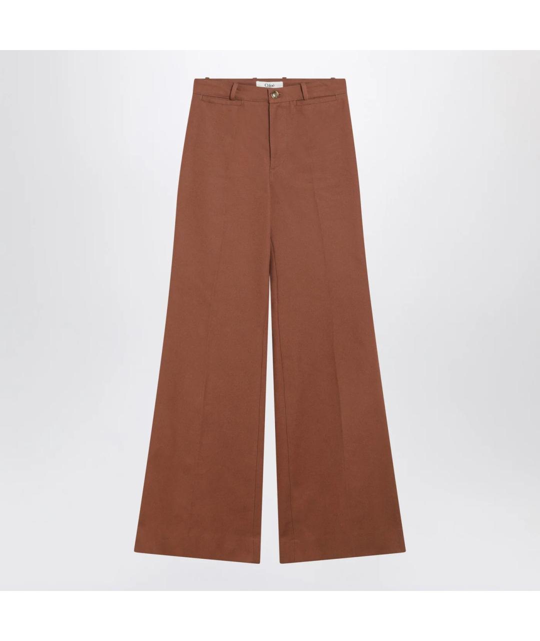 CHLOE Коричневые хлопковые прямые брюки, фото 3