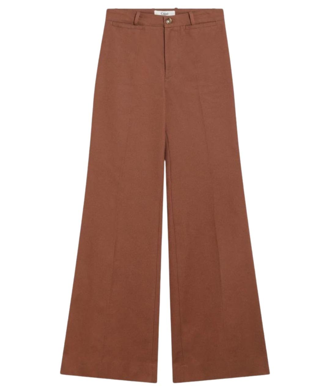 CHLOE Коричневые хлопковые прямые брюки, фото 1