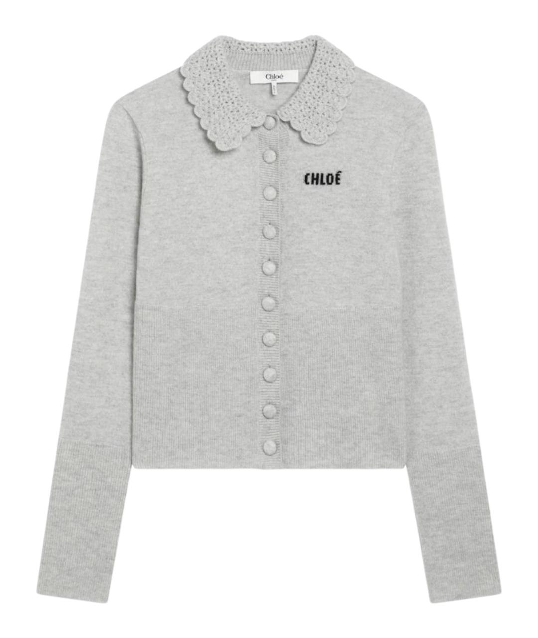 CHLOE Серый шерстяной кардиган, фото 1