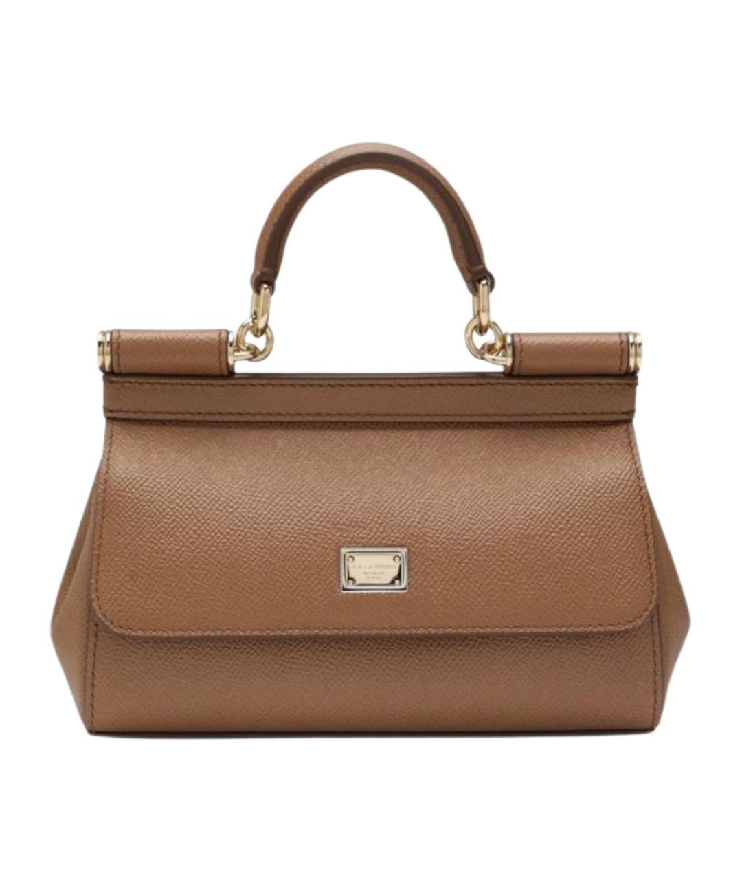 DOLCE&GABBANA Коричневая кожаная сумка тоут, фото 1