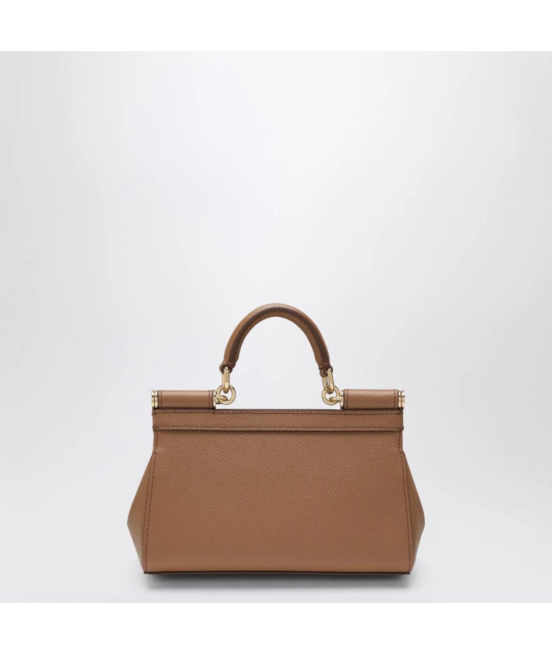 DOLCE&GABBANA Коричневая кожаная сумка тоут, фото 2