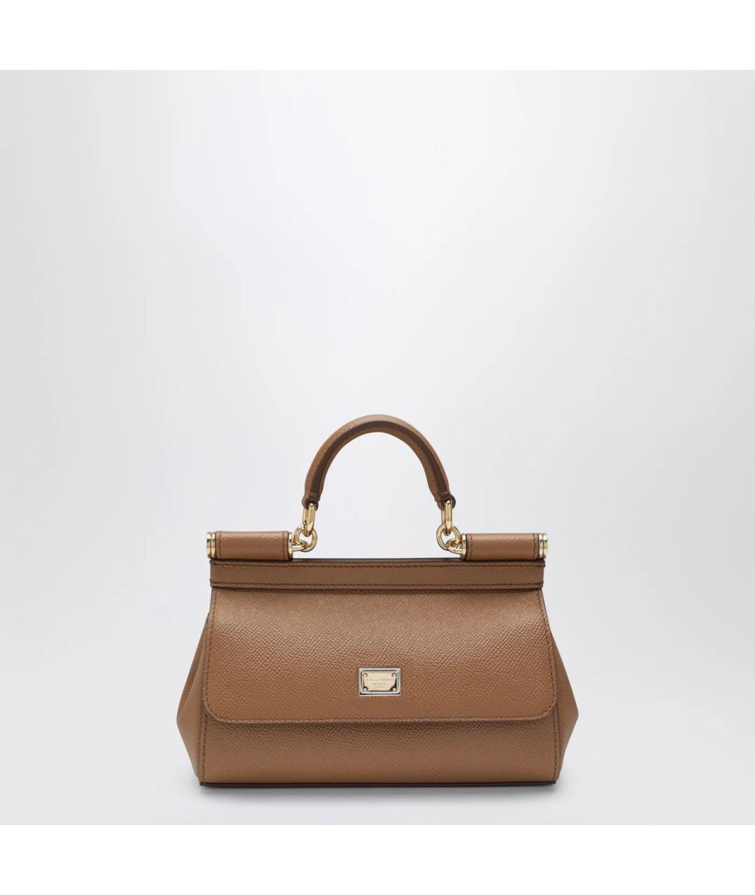 DOLCE&GABBANA Коричневая кожаная сумка тоут, фото 3