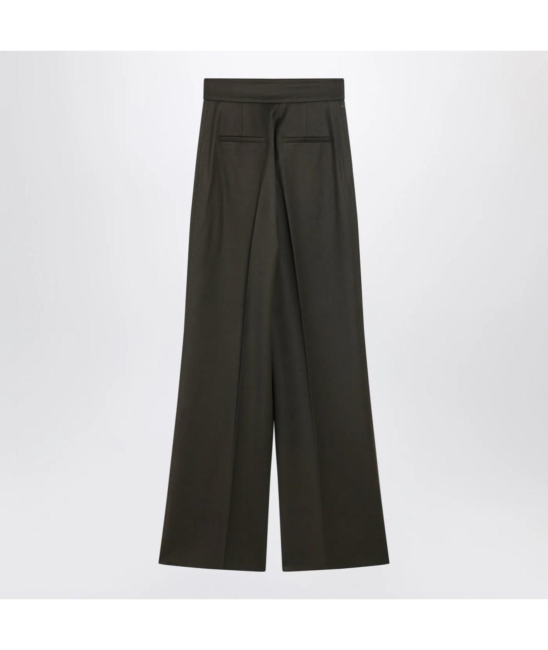 MAX MARA Зеленые шерстяные прямые брюки, фото 2