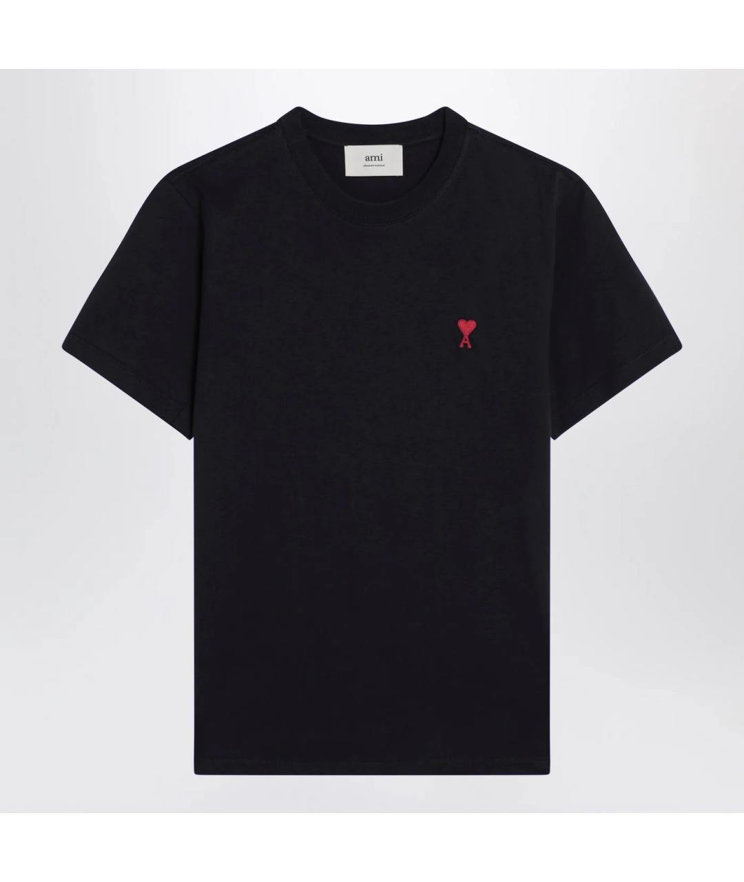Ami Paris Темно-синяя хлопковая футболка, фото 3