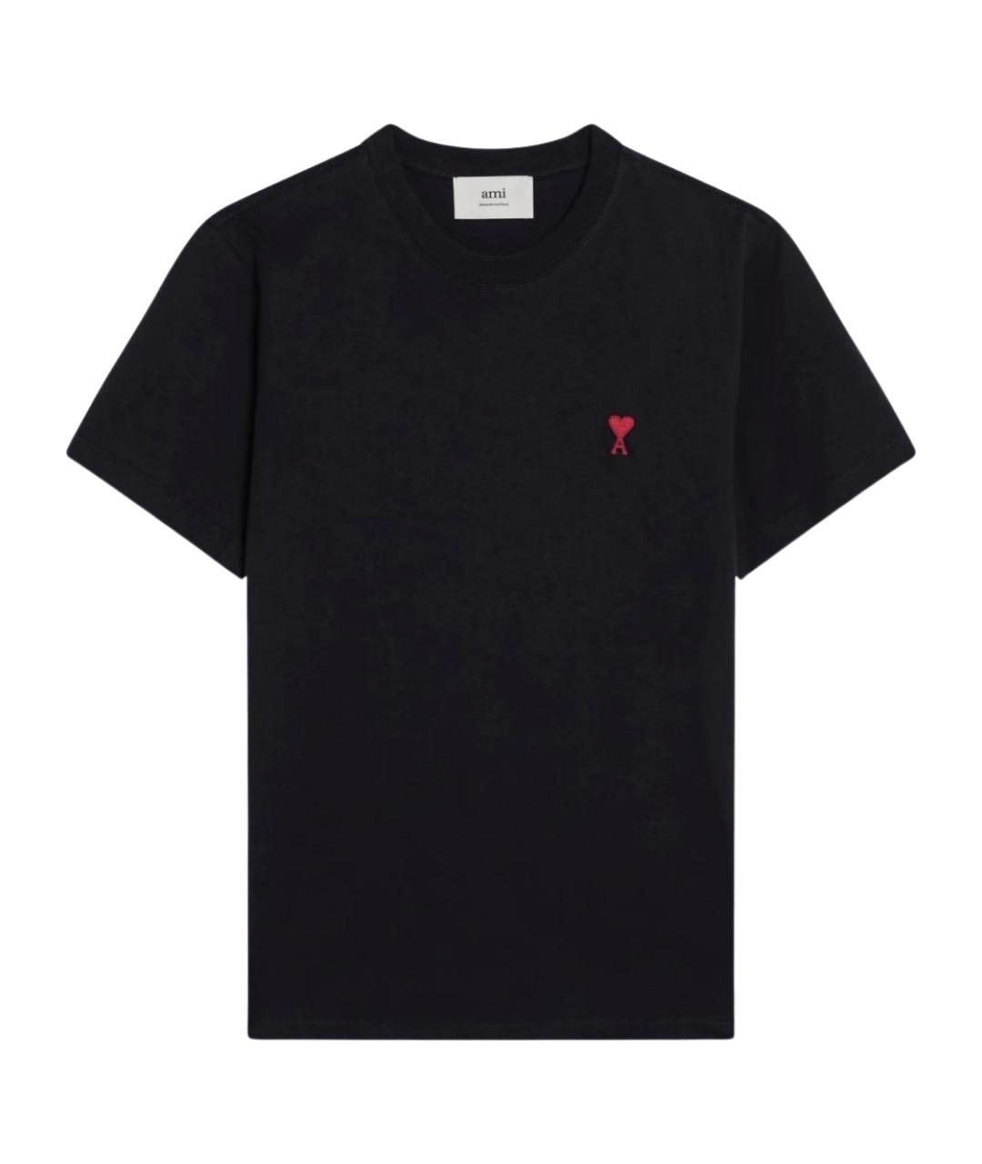 Ami Paris Темно-синяя хлопковая футболка, фото 1