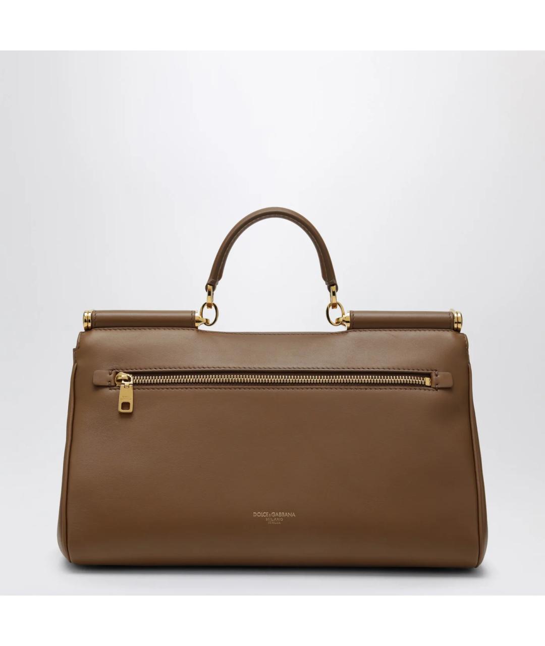 DOLCE&GABBANA Коричневая кожаная сумка тоут, фото 2