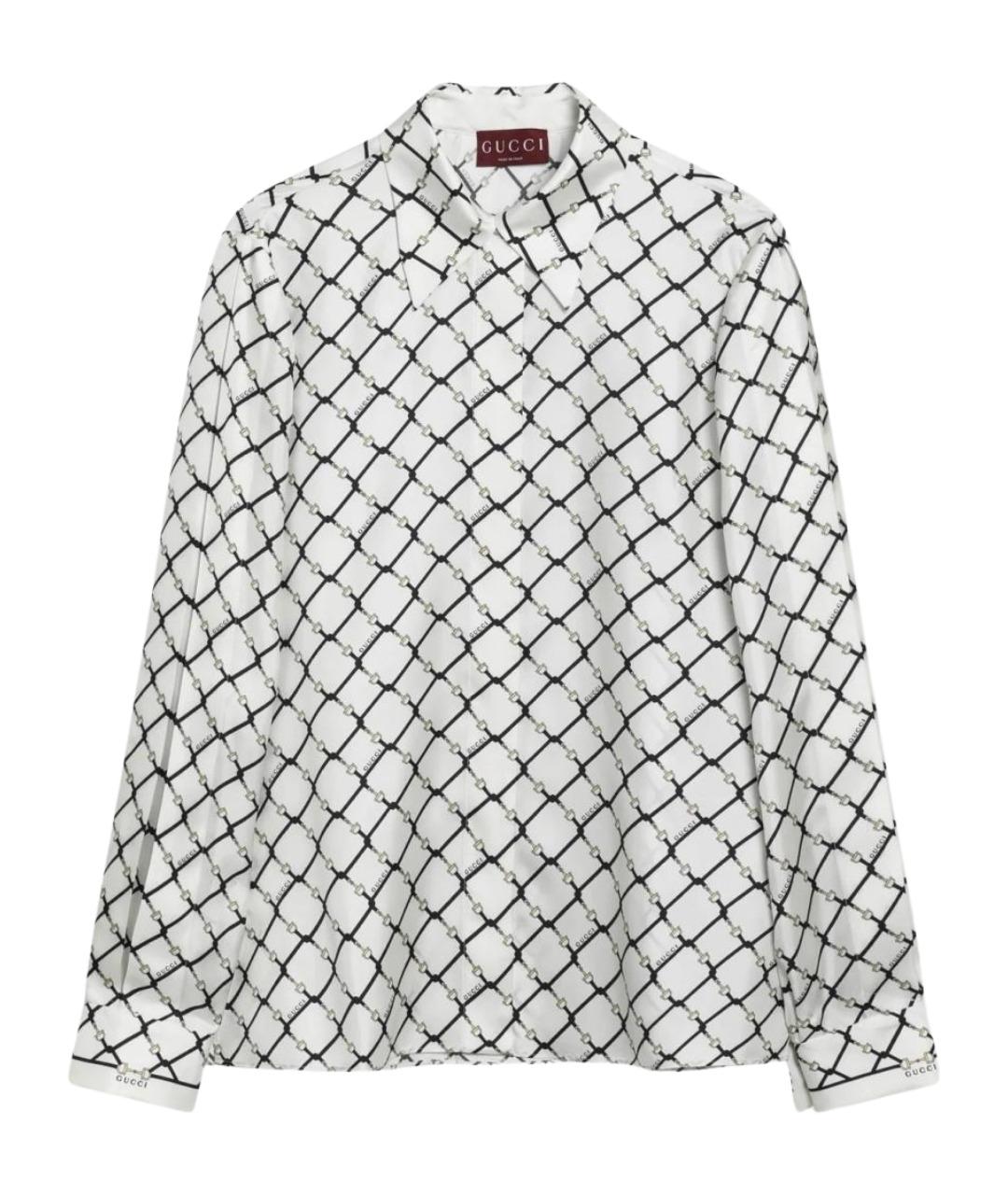 GUCCI Белая шелковая блузы, фото 1