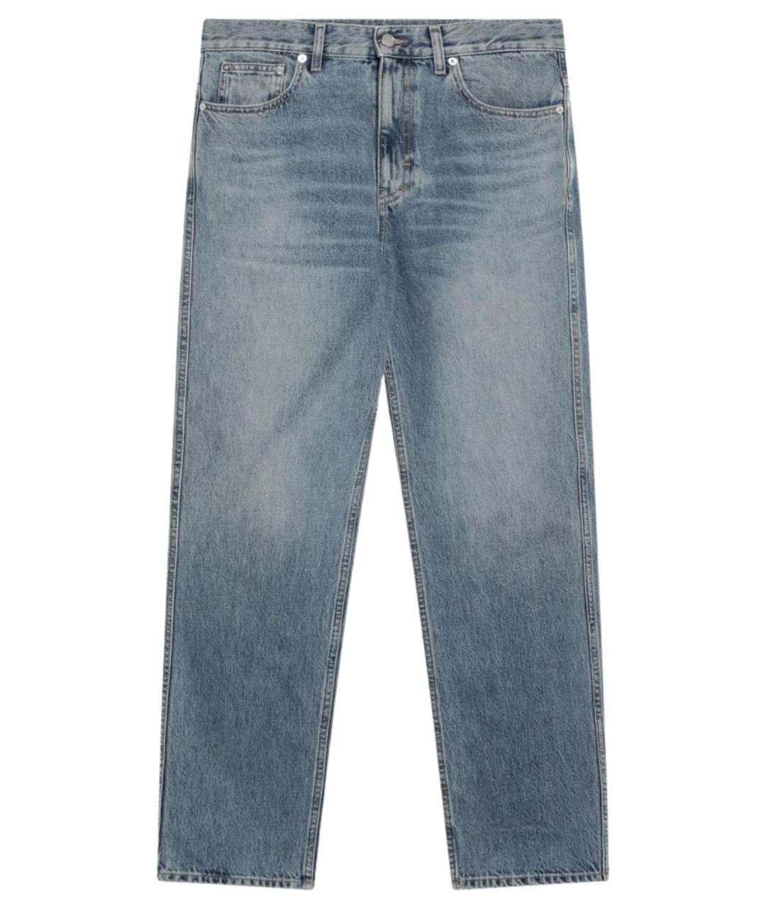 GUCCI Голубые хлопковые прямые джинсы, фото 1