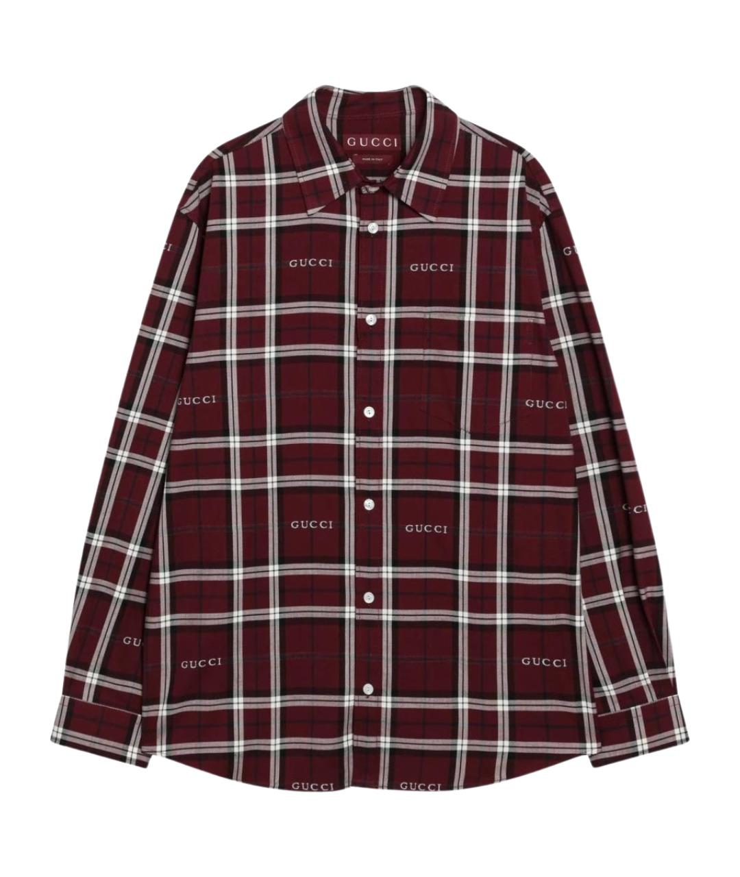 GUCCI Бордовая хлопковая кэжуал рубашка, фото 1