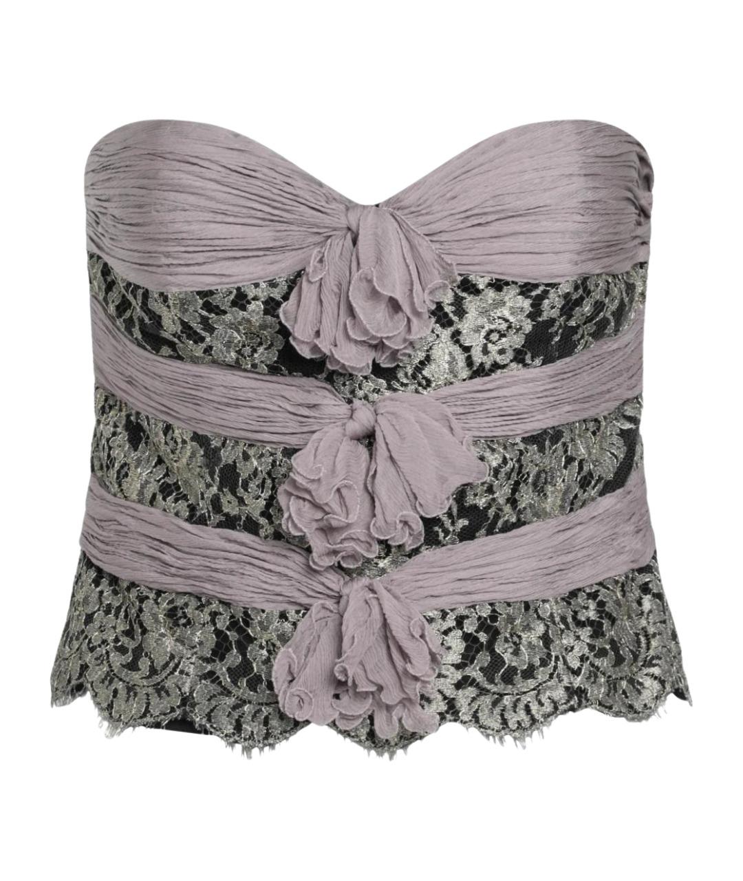 VALENTINO Серый шелковый корсет, фото 1
