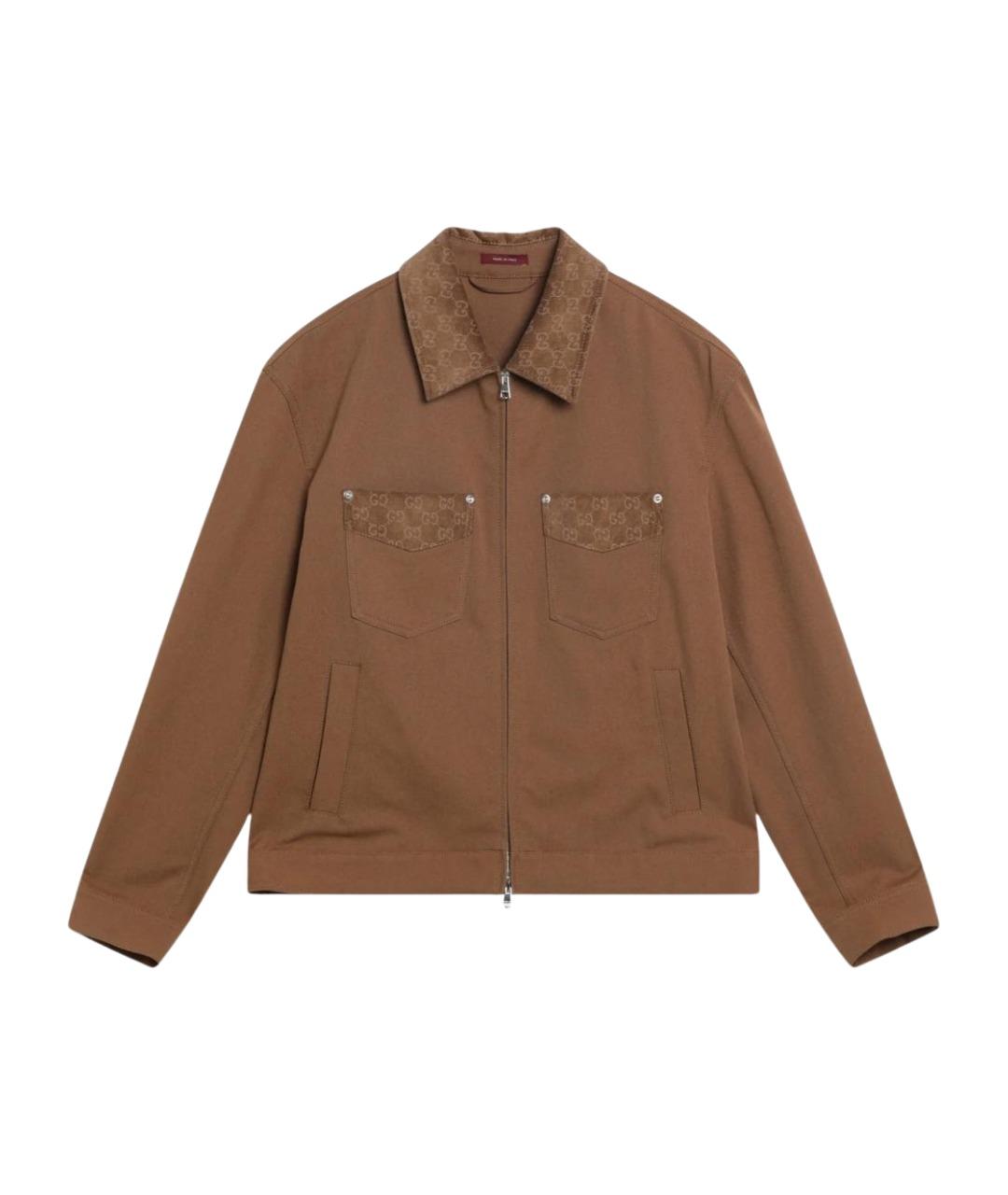 GUCCI Коричневая хлопковая куртка, фото 1