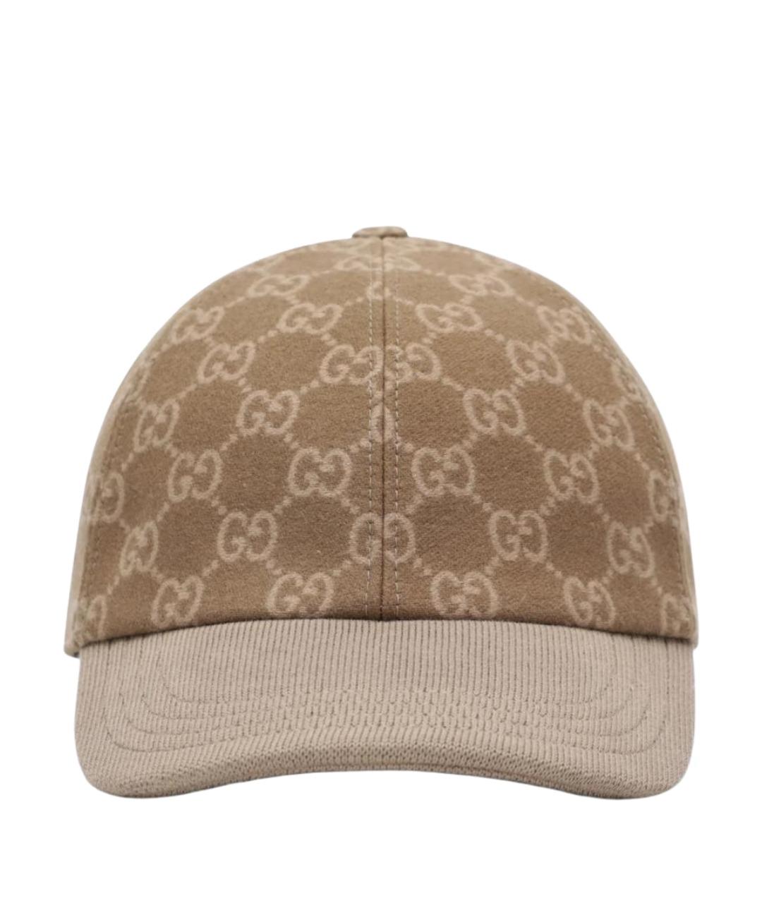 GUCCI Бежевая шерстяная кепка/бейсболка, фото 1