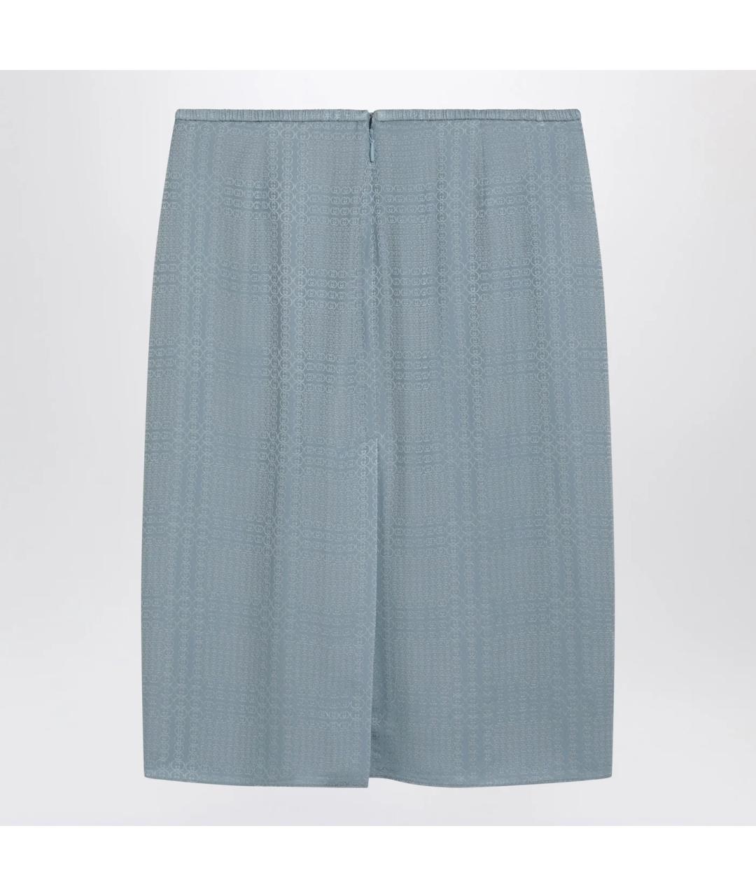 GUCCI Голубая шелковая юбка миди, фото 2