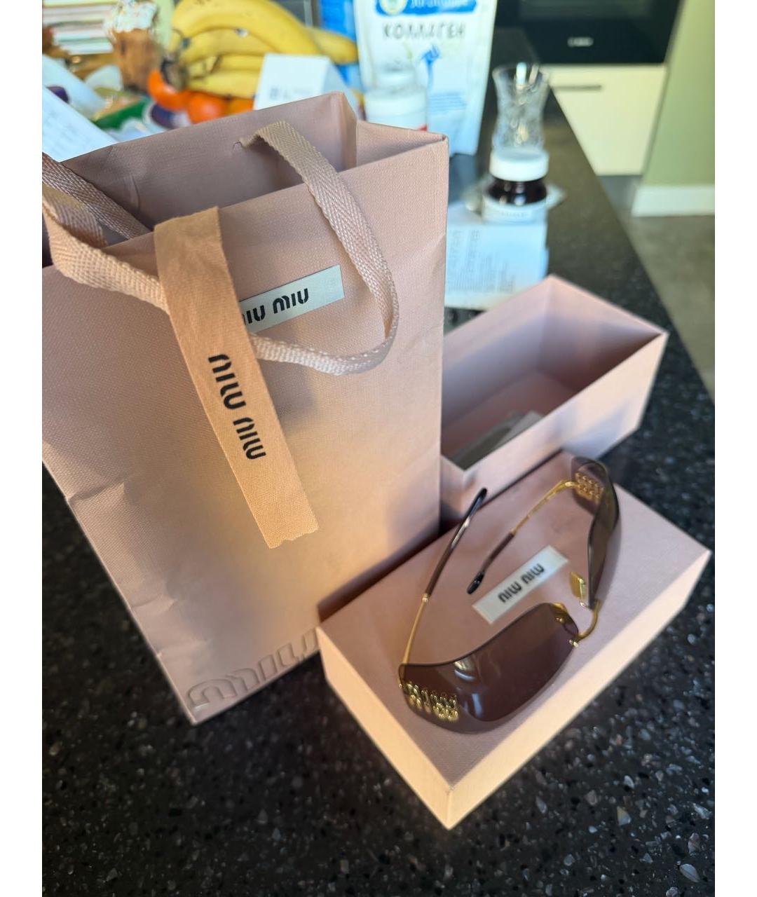 MIU MIU Золотые металлические солнцезащитные очки, фото 4