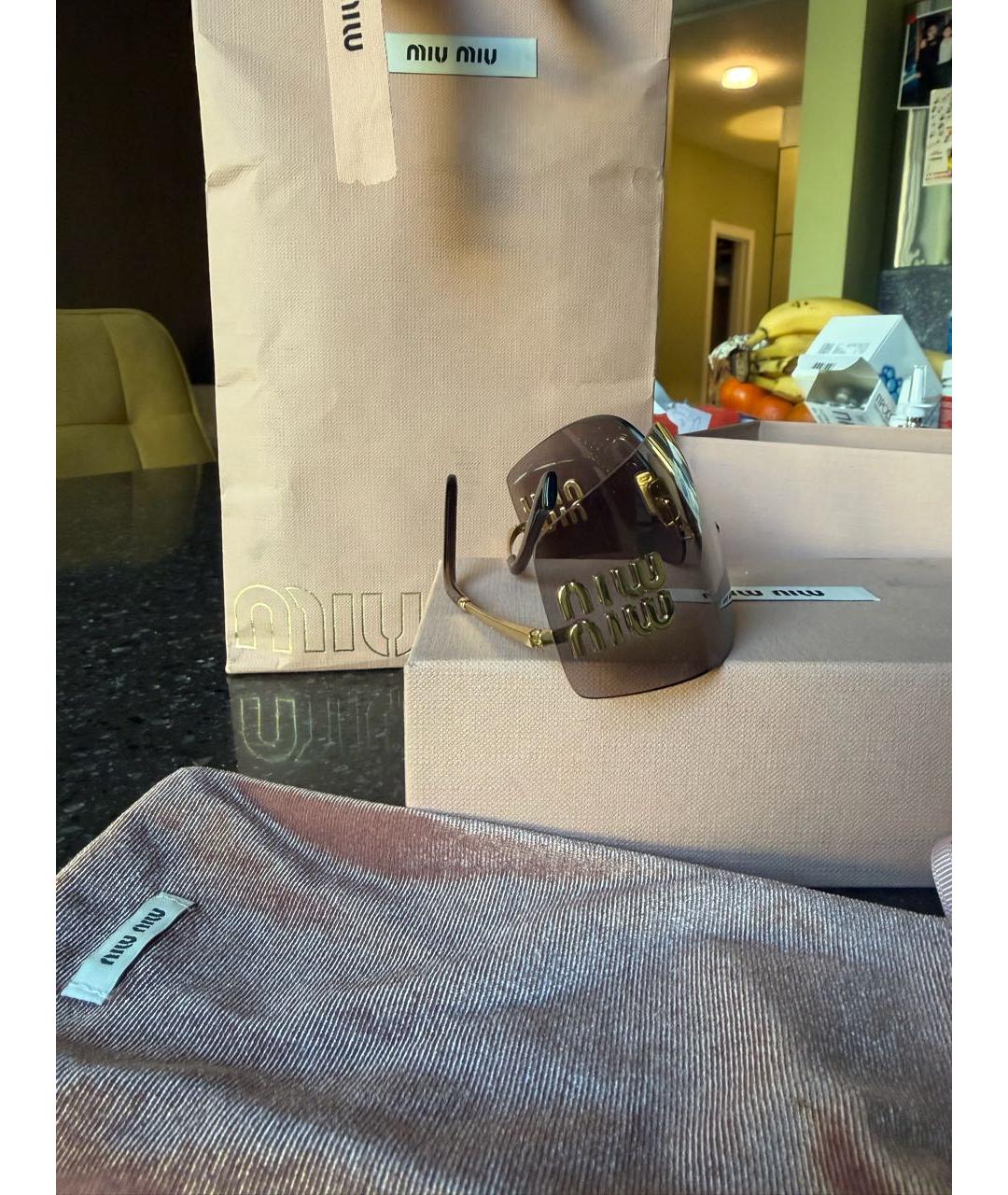 MIU MIU Золотые металлические солнцезащитные очки, фото 5