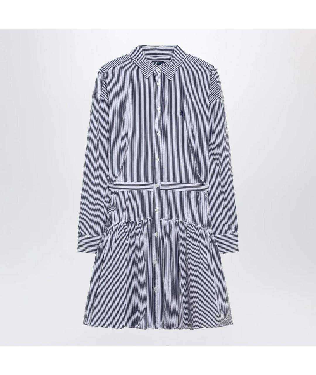 POLO RALPH LAUREN Синее хлопковое повседневное платье, фото 3