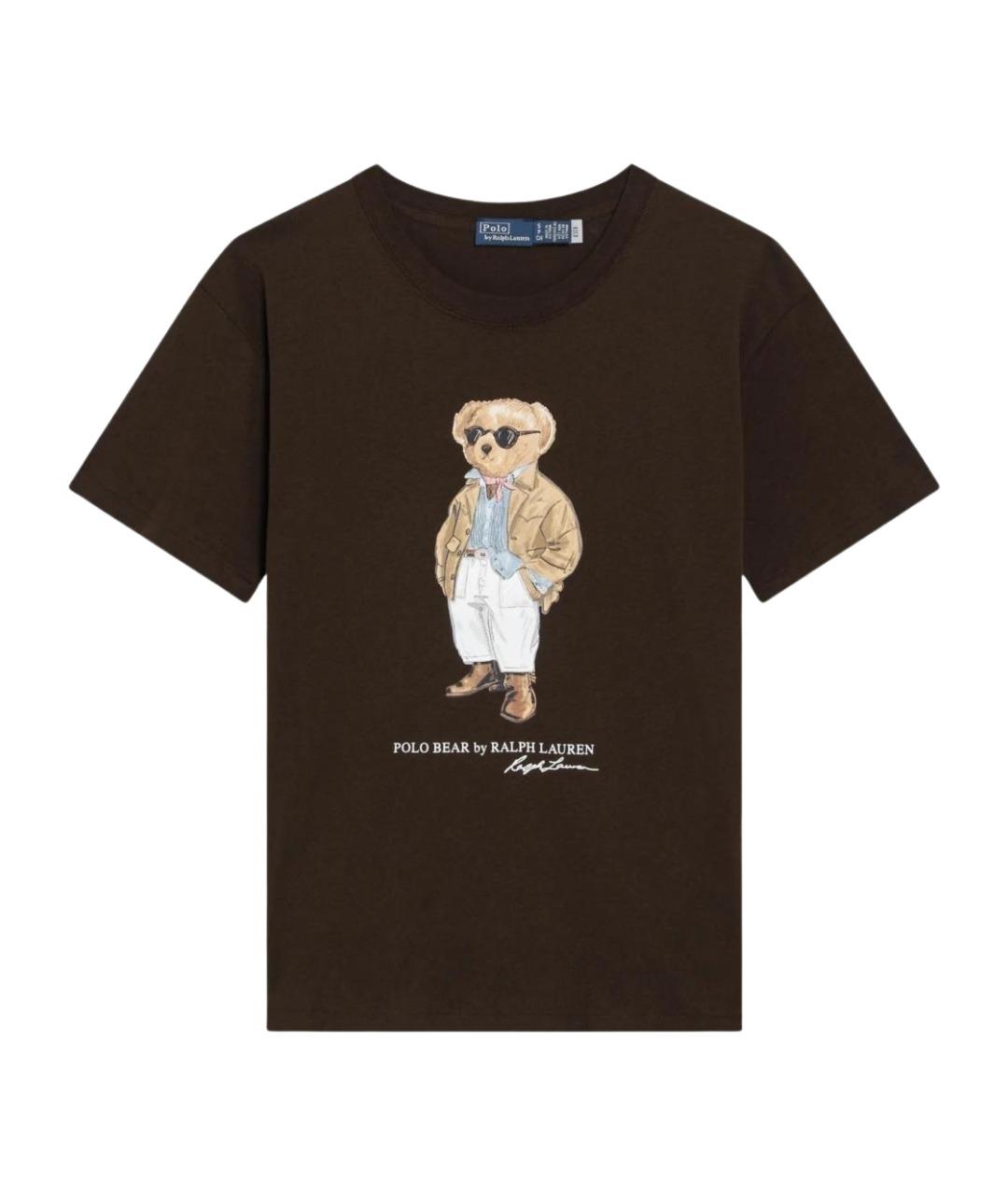 POLO RALPH LAUREN Коричневая хлопковая футболка, фото 1