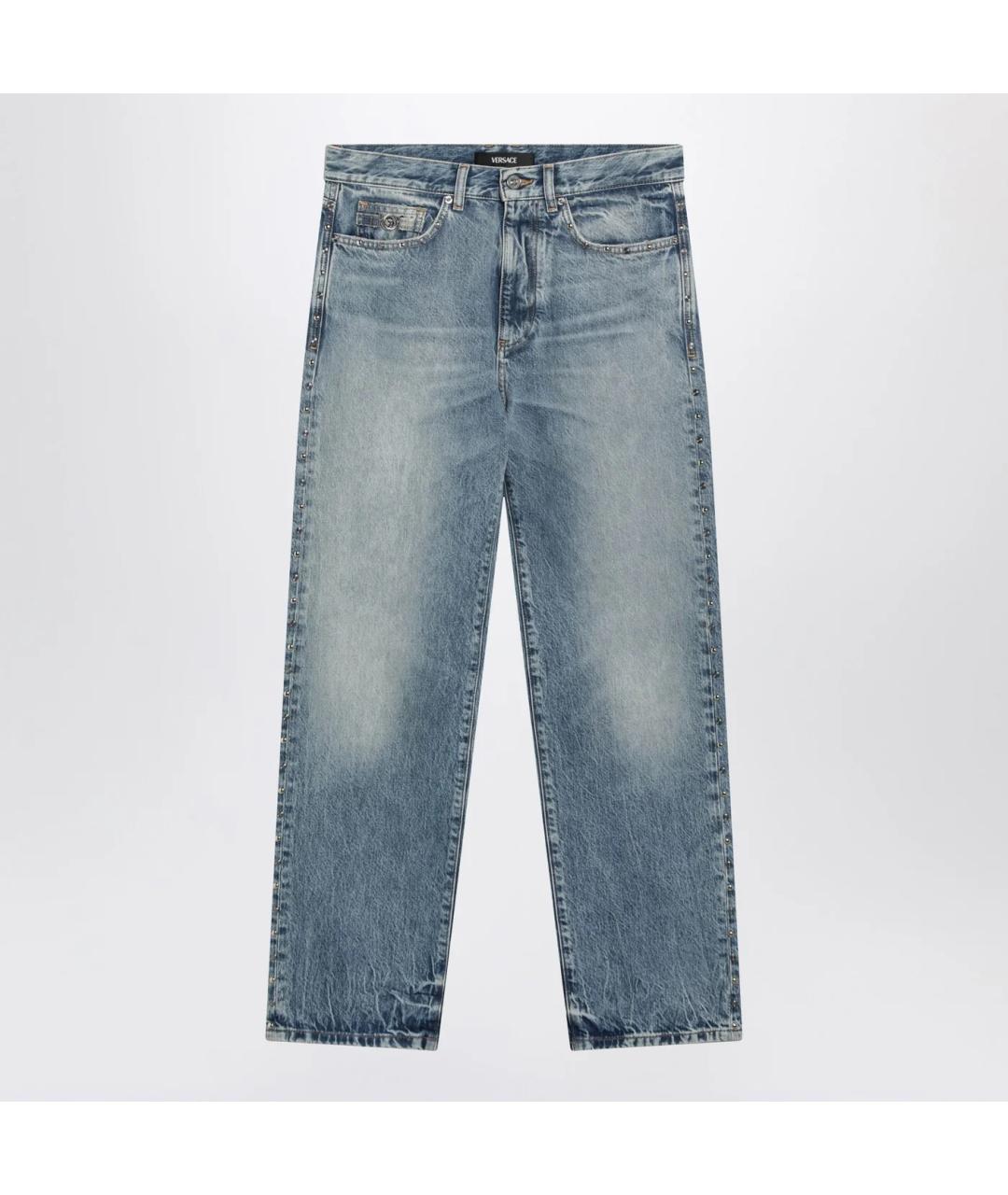 VERSACE Голубые хлопковые прямые джинсы, фото 3