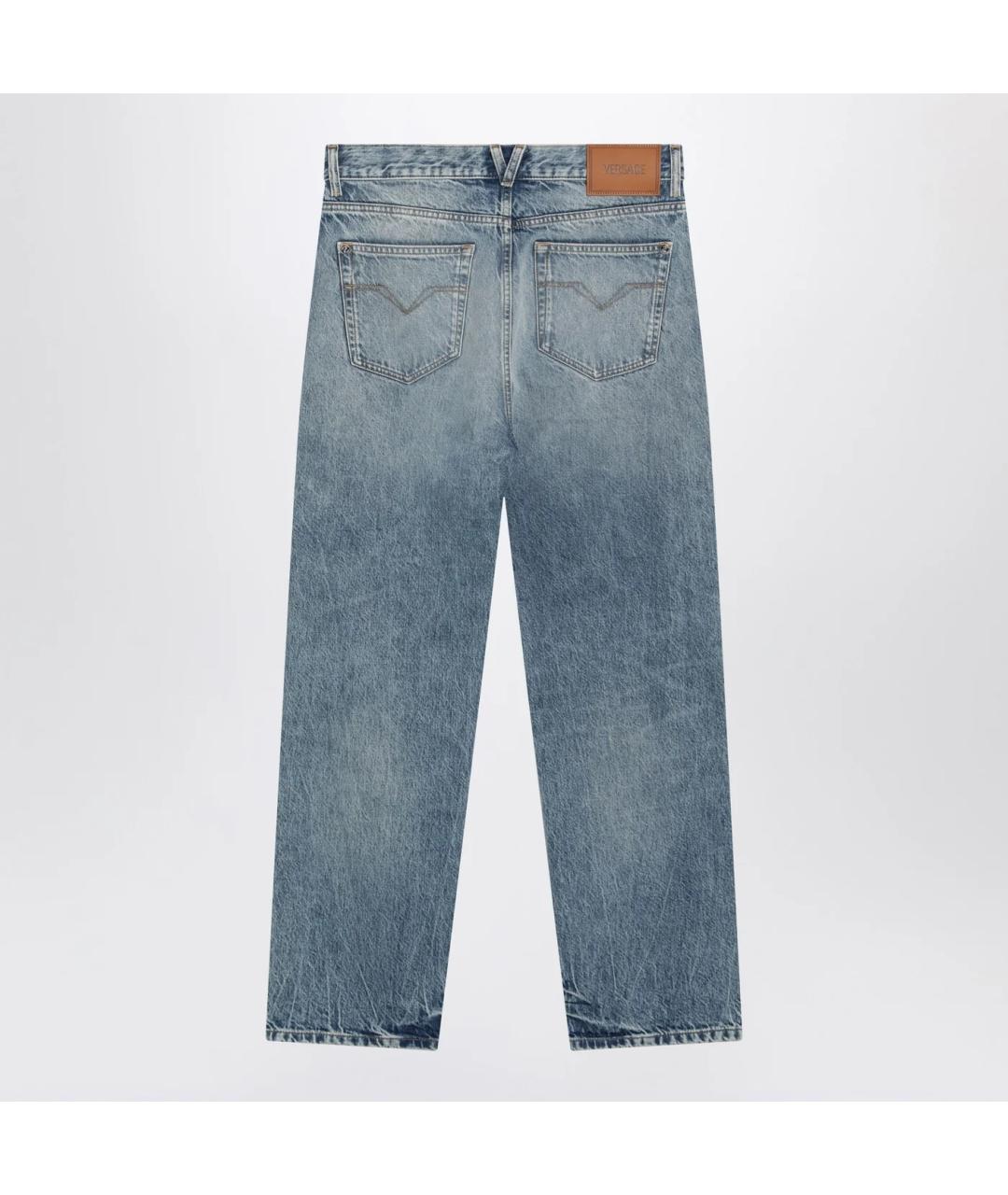 VERSACE Голубые хлопковые прямые джинсы, фото 2