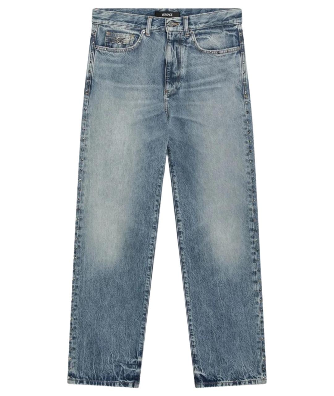 VERSACE Голубые хлопковые прямые джинсы, фото 1