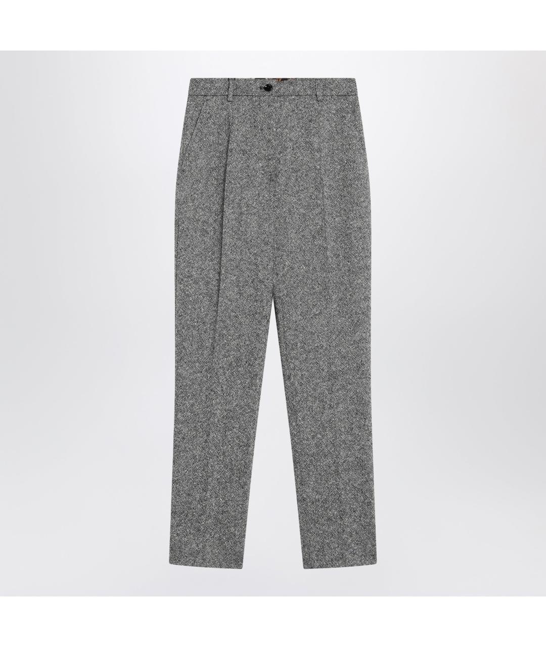 DOLCE&GABBANA Серые шерстяные прямые брюки, фото 3