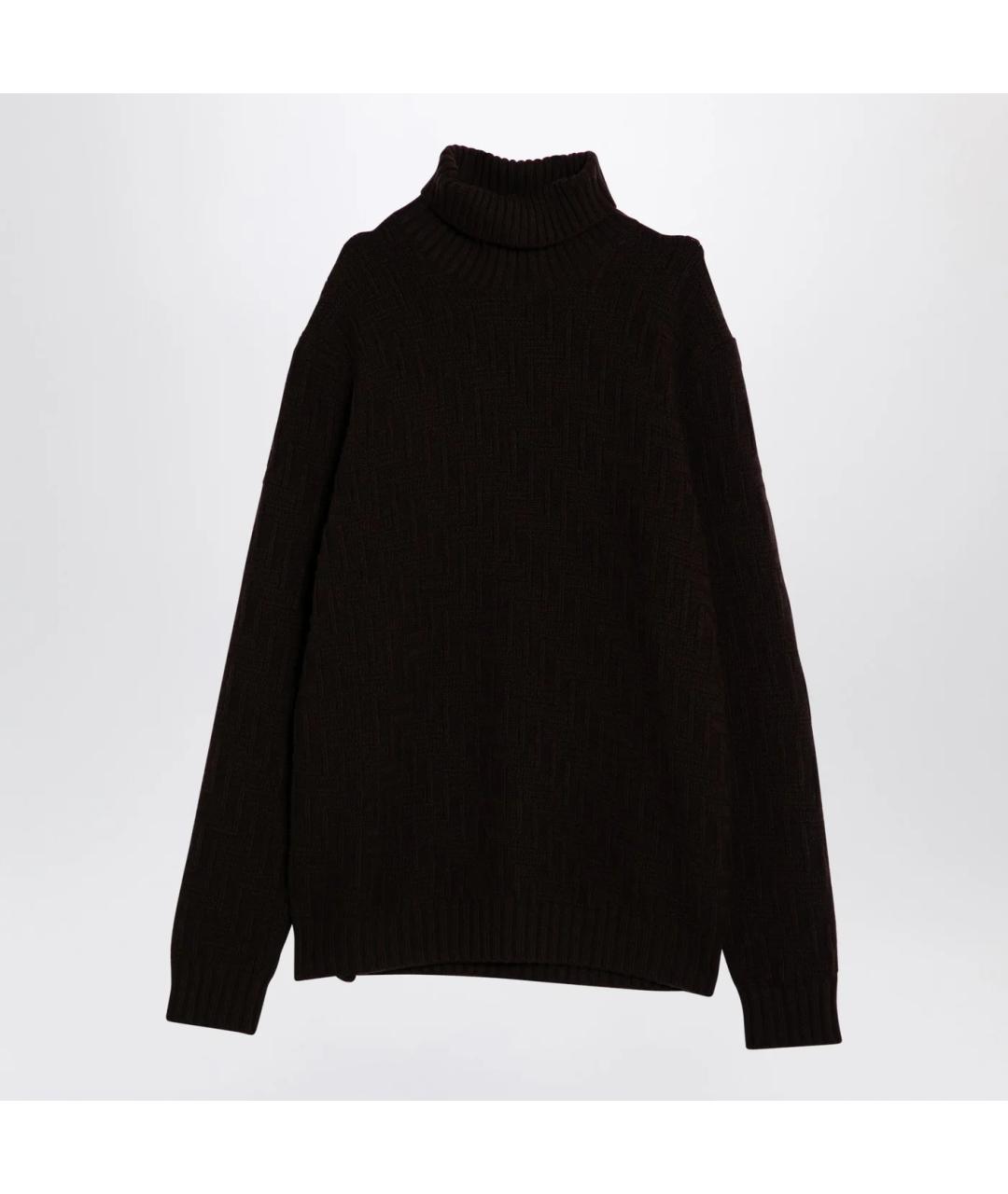 PRADA Коричневый шерстяной джемпер / свитер, фото 3