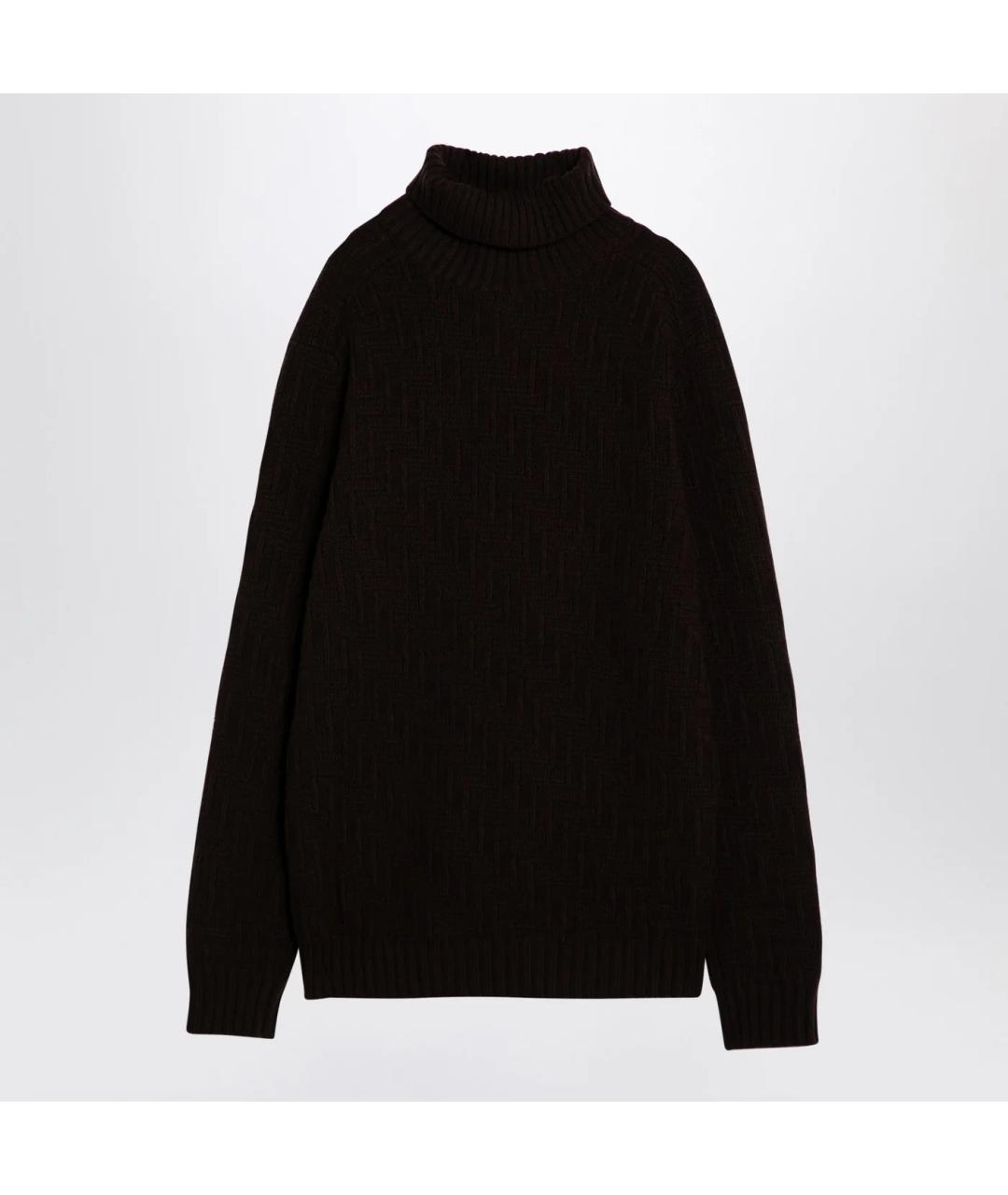 PRADA Коричневый шерстяной джемпер / свитер, фото 2