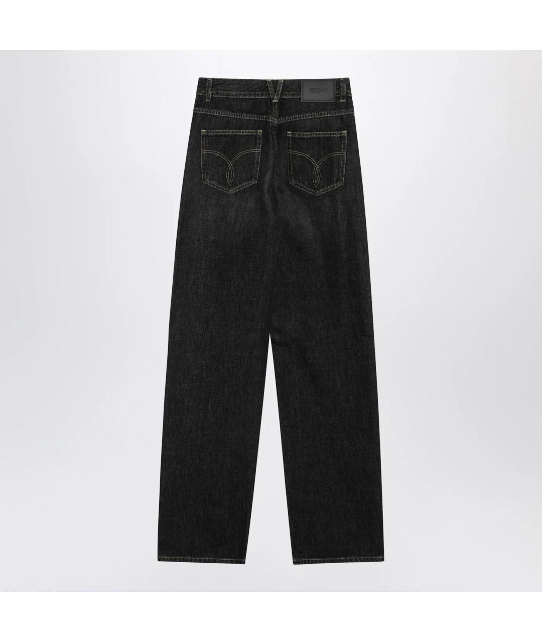 VERSACE Черные хлопковые прямые джинсы, фото 2