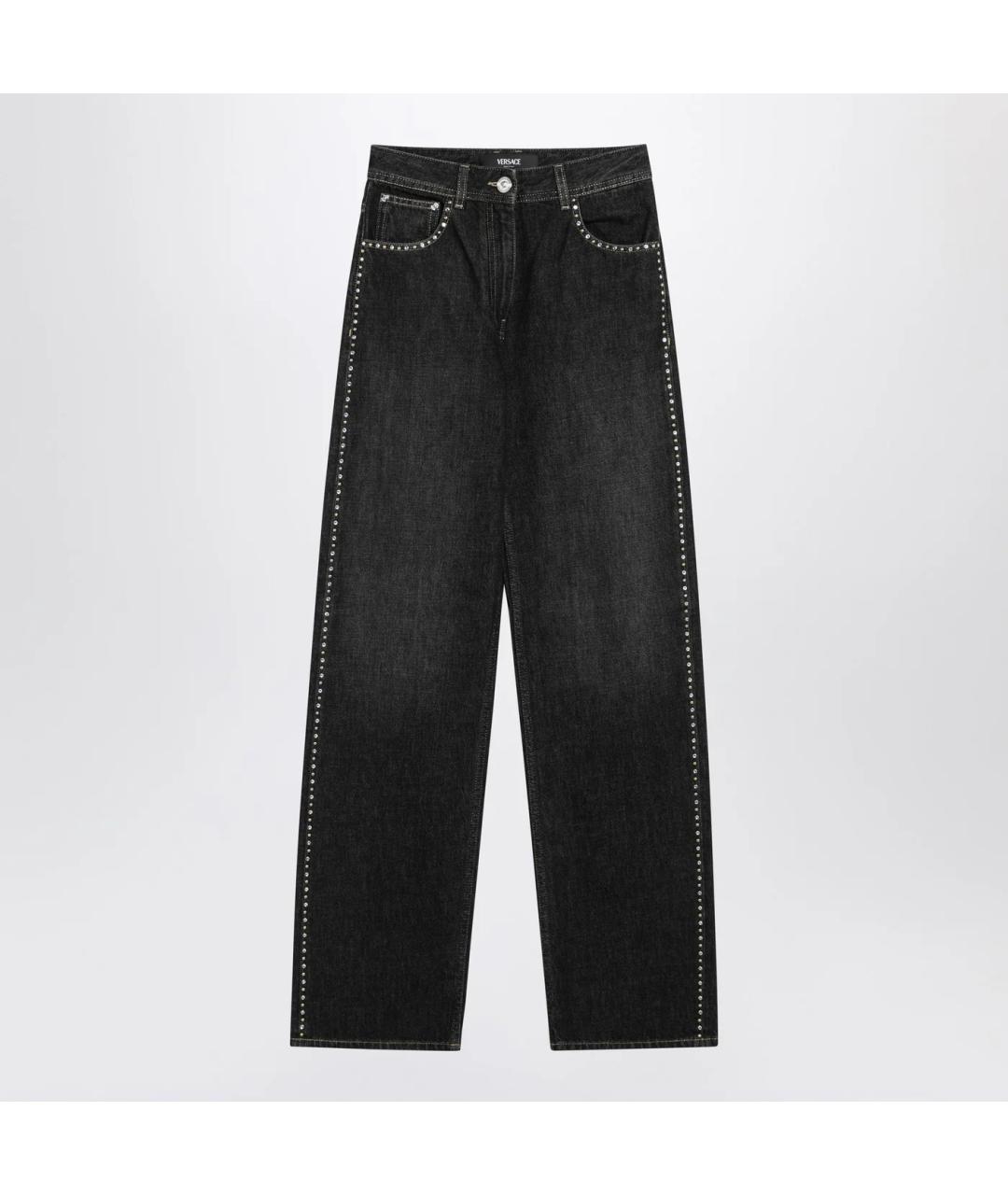 VERSACE Черные хлопковые прямые джинсы, фото 3
