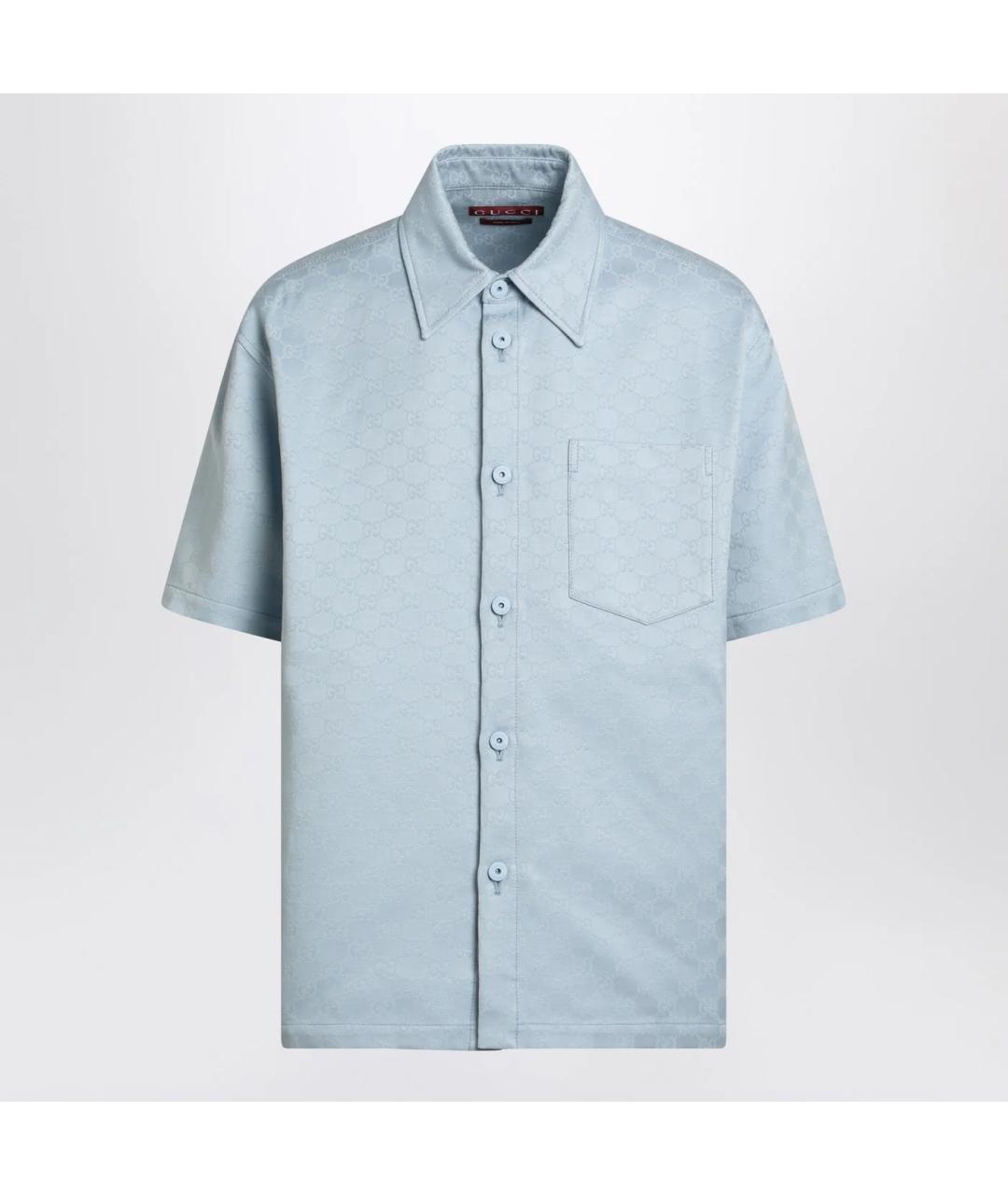GUCCI Голубая хлопковая классическая рубашка, фото 3