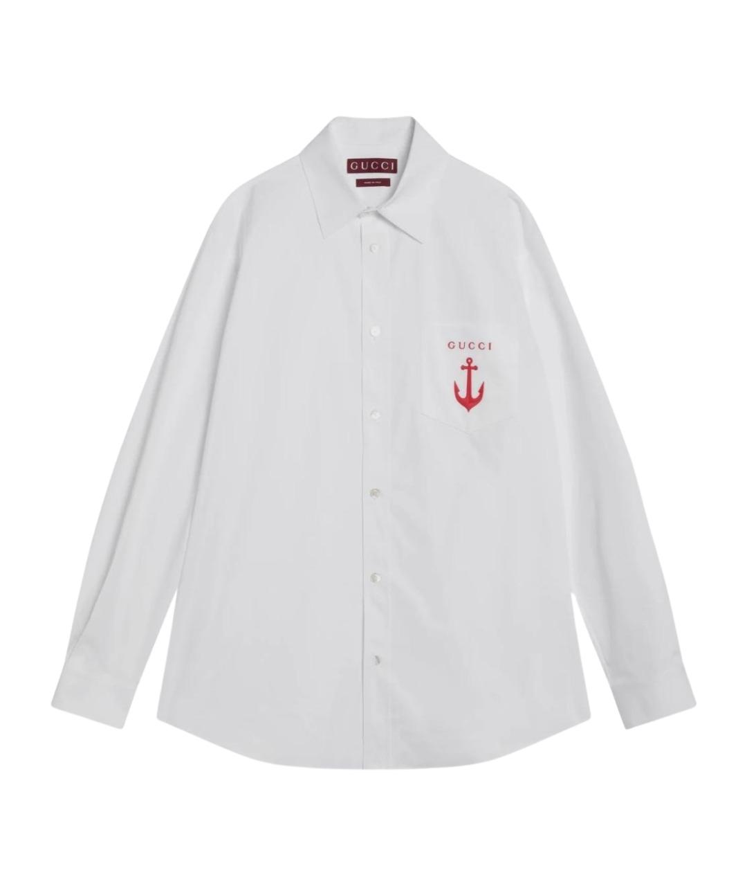 GUCCI Белая хлопковая кэжуал рубашка, фото 1
