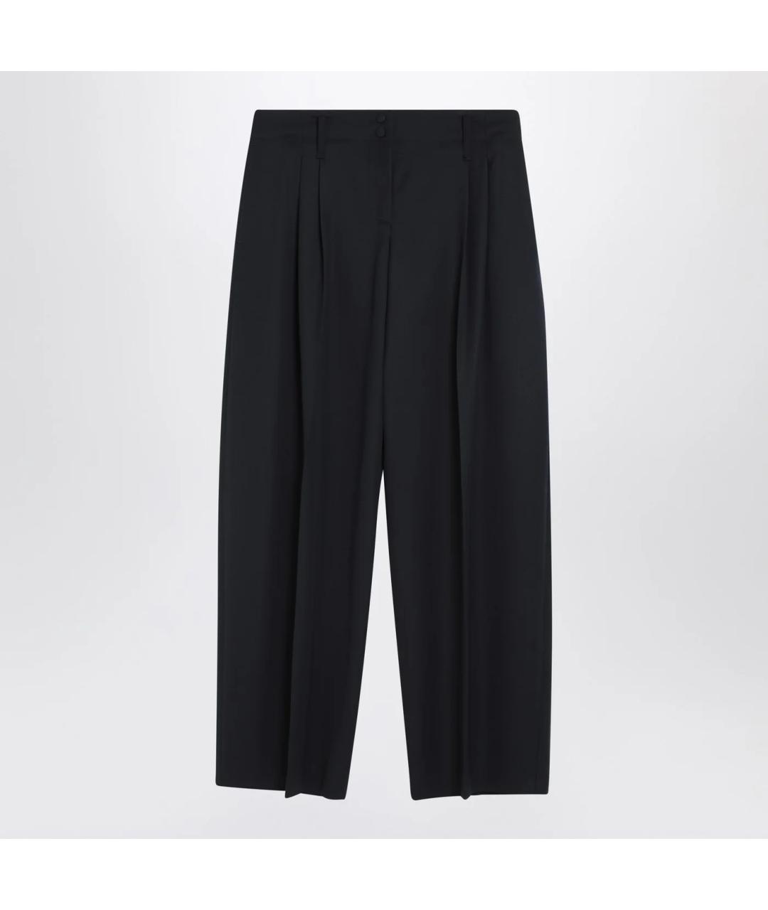 ALEXANDER MCQUEEN Темно-синие шерстяные прямые брюки, фото 3