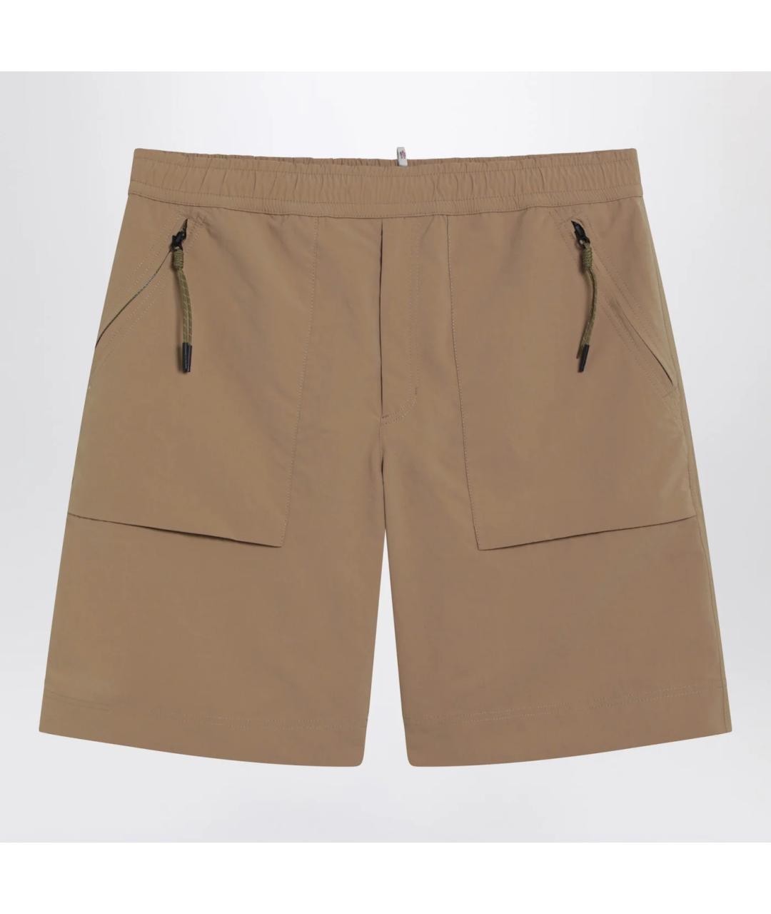 MONCLER GRENOBLE Бежевые полиэстеровые шорты, фото 3