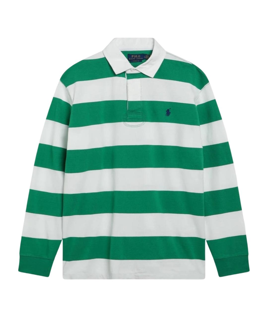 POLO RALPH LAUREN Зеленые хлопковое поло с длинным рукавом, фото 1