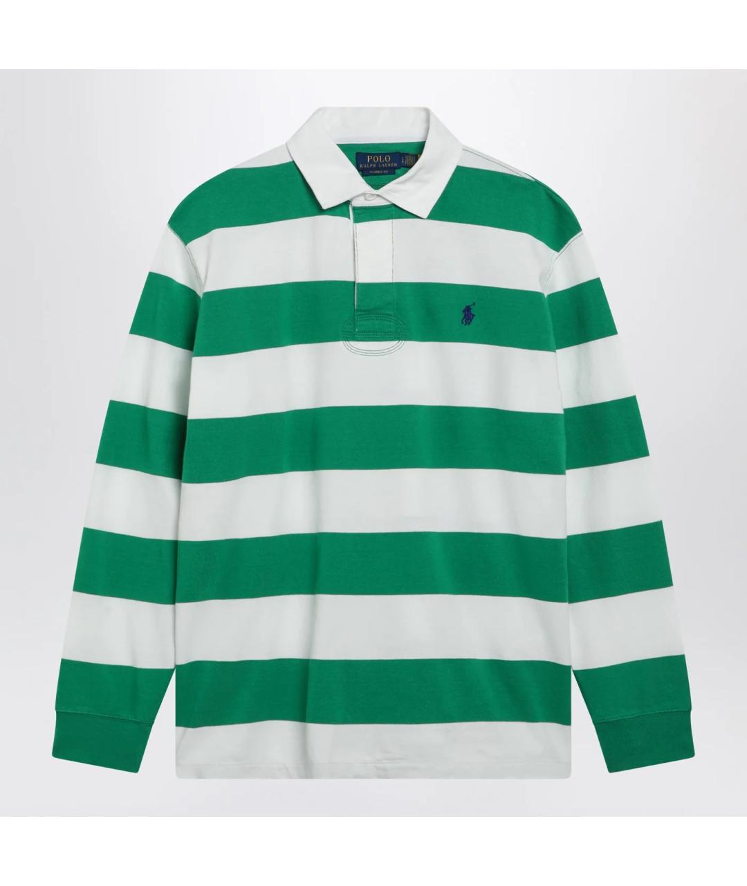POLO RALPH LAUREN Зеленые хлопковое поло с длинным рукавом, фото 3