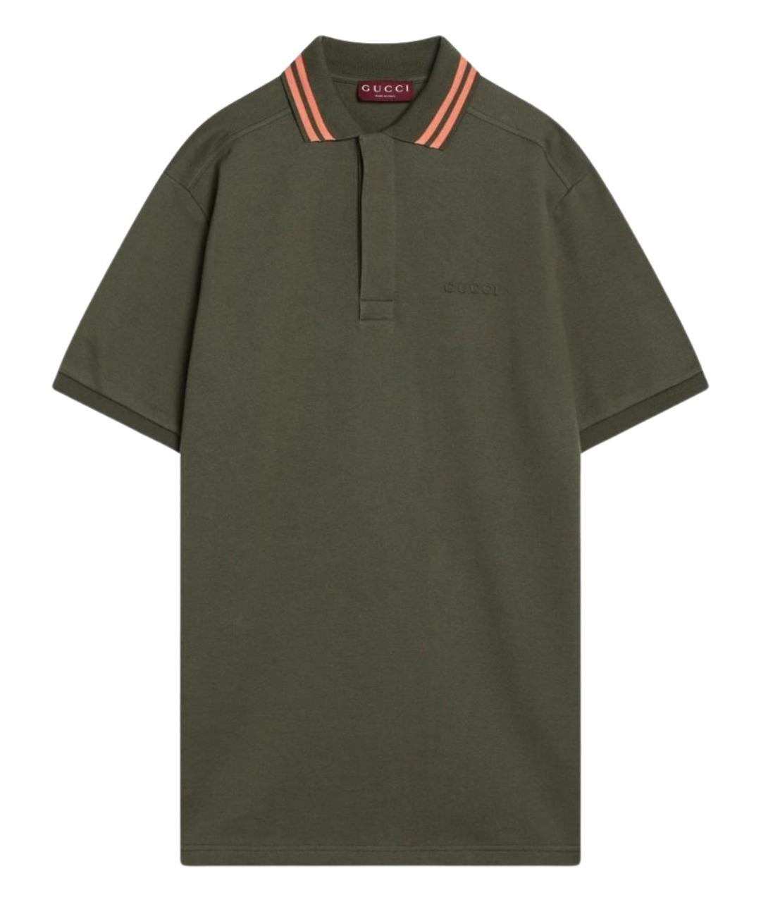 GUCCI Зеленые хлопковое поло с коротким рукавом, фото 1