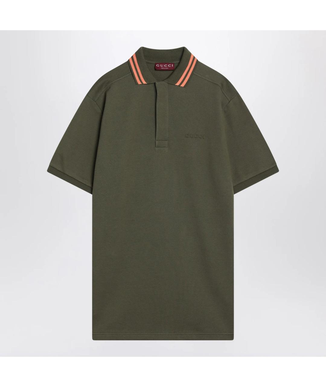 GUCCI Зеленые хлопковое поло с коротким рукавом, фото 3