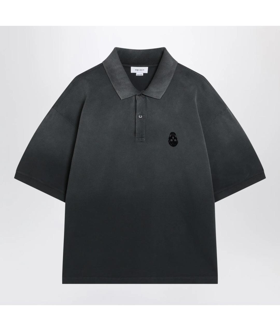 ALEXANDER MCQUEEN Антрацитовое хлопковое поло с коротким рукавом, фото 3