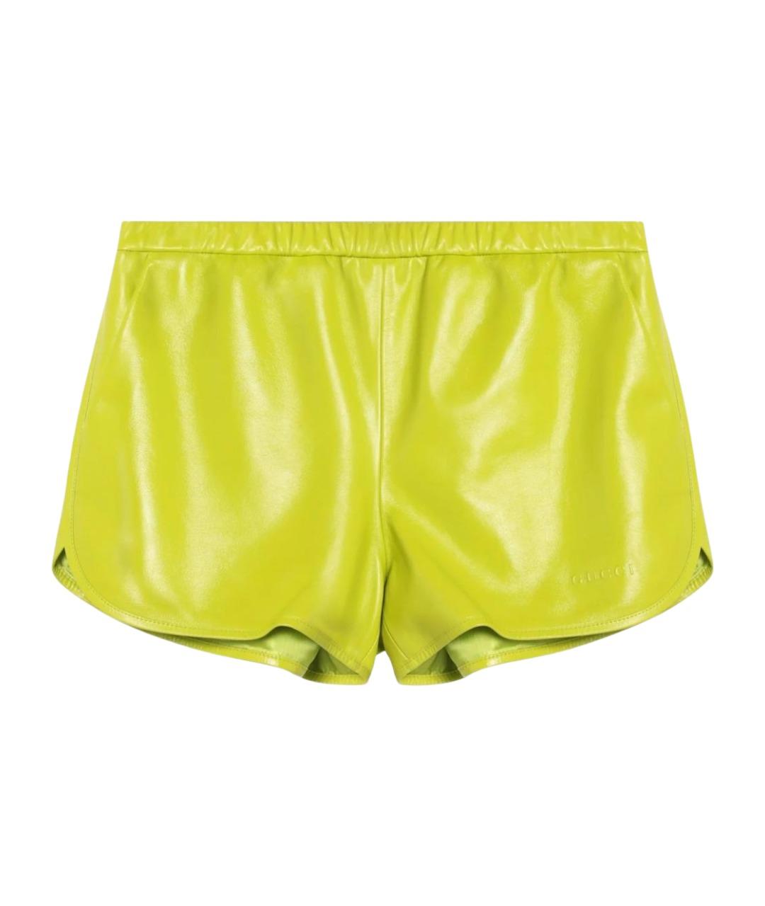 GUCCI Зеленые кожаные шорты, фото 1